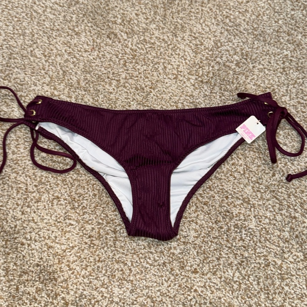 Purple Ribbed Bikini Bottom